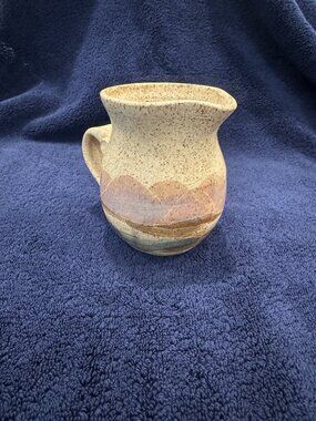 ✨ Vintage Studio Pottery Small Pitcher – Handmade Speckled Cream & Earth Tones ✨